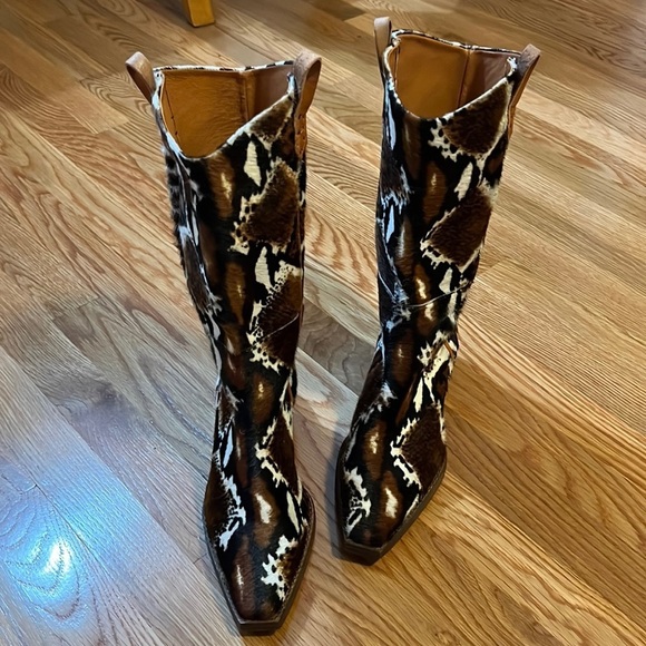 Free People Montage Hair On Ocelot Dagget Western Boots Size 8 New - Picture 7 of 15